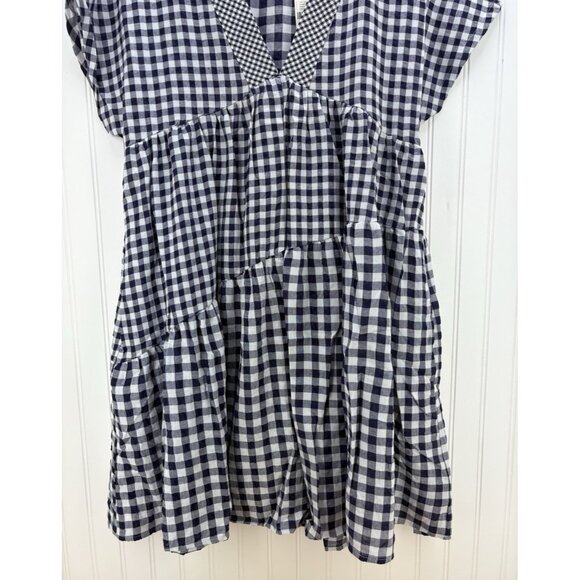 Anthropologie 11 1 TYLHO Navy Blue Gingham Check A-Line Dress Cottagecore S NWT - Picture 7 of 8